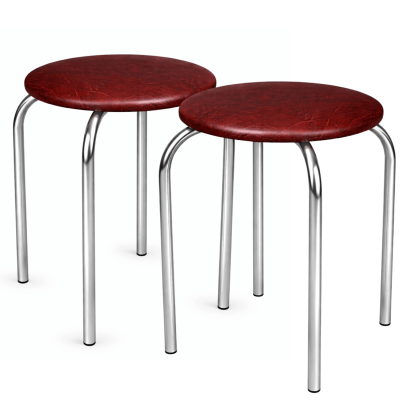 Skórzany Taboret Do Kuchni Salonu Nowoczesny Metalowy Ciemny Brąz Srebrny Chrom NOLA