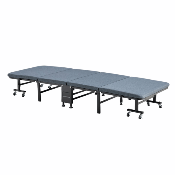 Łóżko Turystyczne Składane z Materacem 90x200 cm Metalowe Mobilne Na Kółkach Szare TUKI