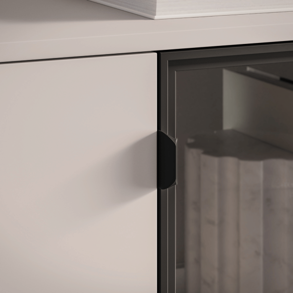 Nowoczesna Komoda z Oświetleniem LED do Salonu Sypialni Loft Kaszmir Szkło Dymione BARNEE 03-002