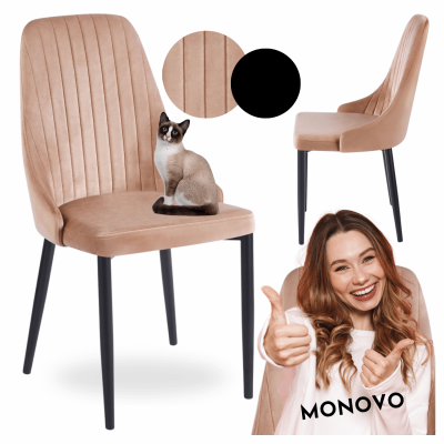 Krzesło Welurowe Tapicerowane Nowoczesne Loft Do Jadalni Salonu Kuchni Beżowe Cappuccino CALM