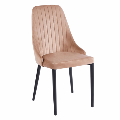 Krzesło Welurowe Tapicerowane Nowoczesne Loft Do Jadalni Salonu Kuchni Beżowe Cappuccino CALM