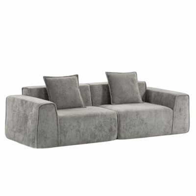 Nowoczesna Duża Wygodna Kanapa Sofa Loft 233 cm Do Salonu Szara Popielata Z Poduszkami LAZE