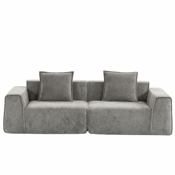 Nowoczesna Duża Wygodna Kanapa Sofa Loft 233 cm Do Salonu Szara Popielata Z Poduszkami LAZE