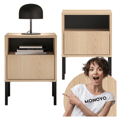 Nowoczesna Szafka Nocna Kastlik do Sypialni Loft Dąb Lindberg BARNEE 05-001