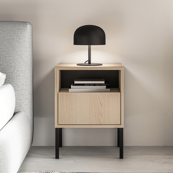Nowoczesna Szafka Nocna Kastlik do Sypialni Loft Dąb Lindberg BARNEE 05-001