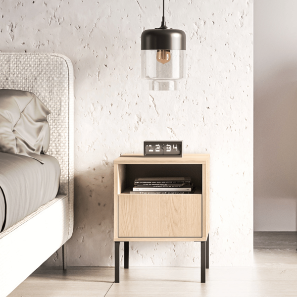 Nowoczesna Szafka Nocna Kastlik do Sypialni Loft Dąb Lindberg BARNEE 05-001