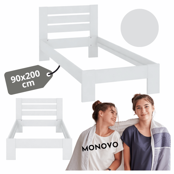 Małe Białe Łóżko Młodzieżowe Do Sypialni Pokoju 90x200 cm Jednoosobowe Nowoczesne OZIO