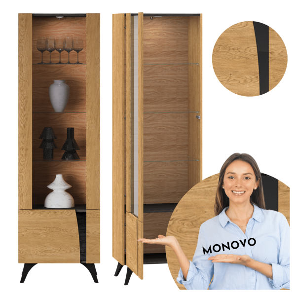 Nowoczesna Rustykalna Witryna do Jadalni Salonu Oświetlenie Led Loft Vintage Dąb Baltic Dune TOSCANIA 02L