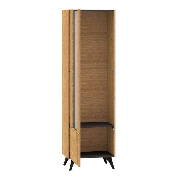 Nowoczesna Rustykalna Witryna do Jadalni Salonu Oświetlenie Led Loft Vintage Dąb Baltic Dune TOSCANIA 02L