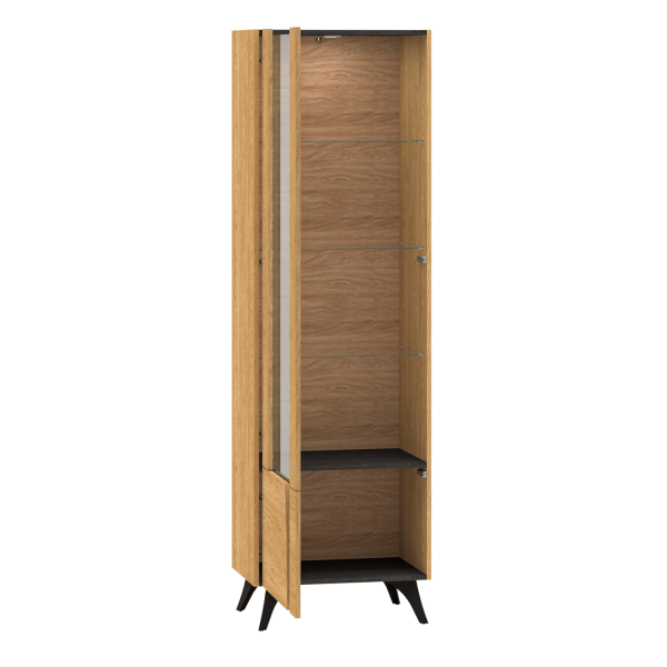 Nowoczesna Rustykalna Witryna do Jadalni Salonu Oświetlenie Led Loft Vintage Dąb Baltic Dune TOSCANIA 02L