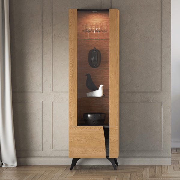 Nowoczesna Rustykalna Witryna do Jadalni Salonu Oświetlenie Led Loft Vintage Dąb Baltic Dune TOSCANIA 02L