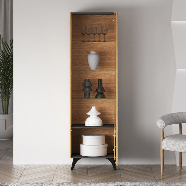 Nowoczesna Rustykalna Witryna do Jadalni Salonu Oświetlenie Led Loft Vintage Dąb Baltic Dune TOSCANIA 02 P