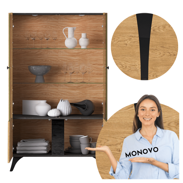 Nowoczesna Rustykalna Witryna do Jadalni Salonu Oświetlenie Led Loft Vintage Dąb Baltic Dune TOSCANIA 03