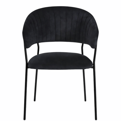 Nowoczesne Welurowe Krzesło Tapicerowane Do Jadalni Salonu Loft Czarne Metalowe HAVANA
