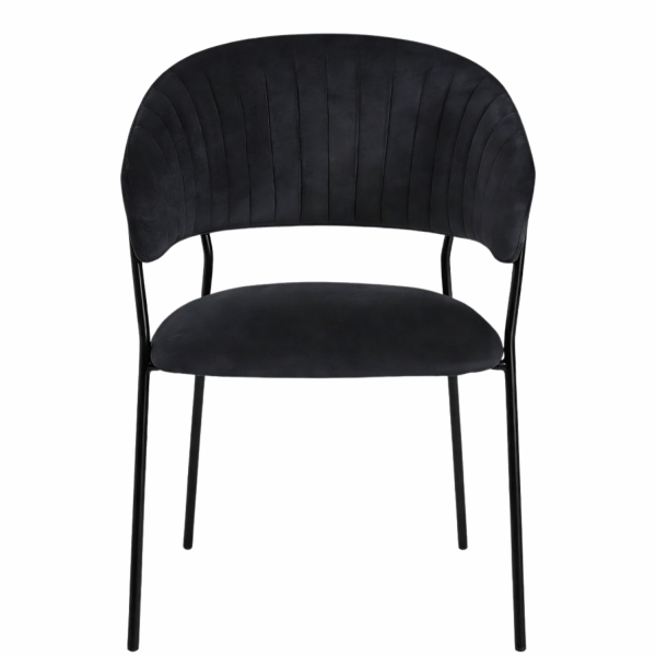 Nowoczesne Welurowe Krzesło Tapicerowane Do Jadalni Salonu Loft Czarne Metalowe HAVANA