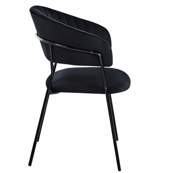 Nowoczesne Welurowe Krzesło Tapicerowane Do Jadalni Salonu Loft Czarne Metalowe HAVANA