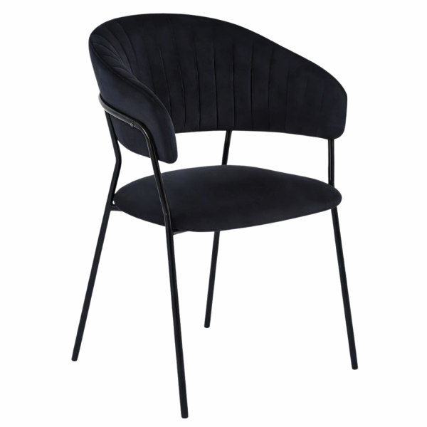 Nowoczesne Welurowe Krzesło Tapicerowane Do Jadalni Salonu Loft Czarne Metalowe HAVANA