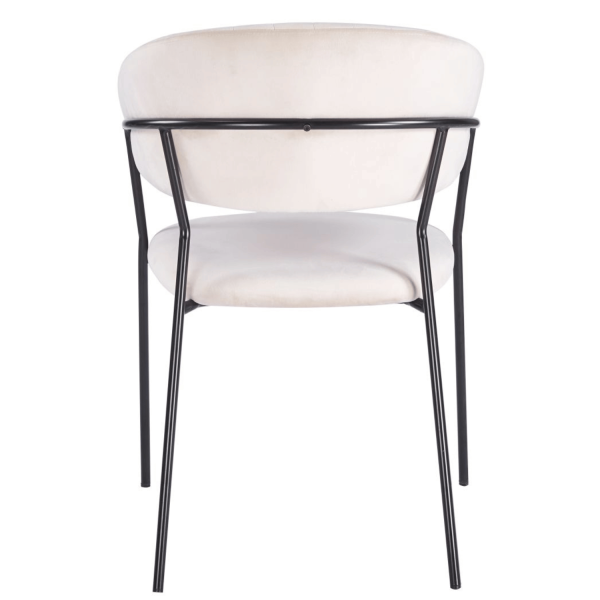 Welurowe Krzesło Tapicerowane Do Jadalni Salonu Nowoczesne Loft Beżowe Czarne Metalowe HAVANA