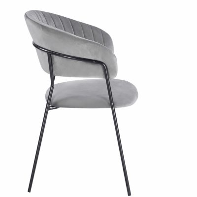 Krzesło Tapicerowane Nowoczesne Welurowe Do Jadalni Salonu Loft Czarne Szare Metalowe HAVANA