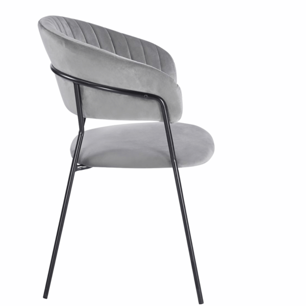 Krzesło Tapicerowane Nowoczesne Welurowe Do Jadalni Salonu Loft Czarne Szare Metalowe HAVANA