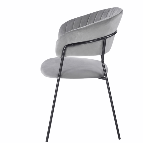 Krzesło Tapicerowane Nowoczesne Welurowe Do Jadalni Salonu Loft Czarne Szare Metalowe HAVANA