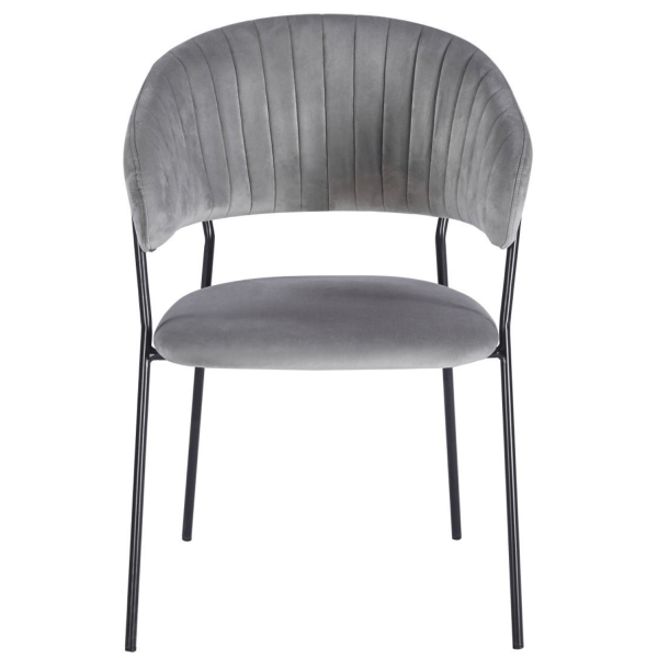 Krzesło Tapicerowane Nowoczesne Welurowe Do Jadalni Salonu Loft Czarne Szare Metalowe HAVANA