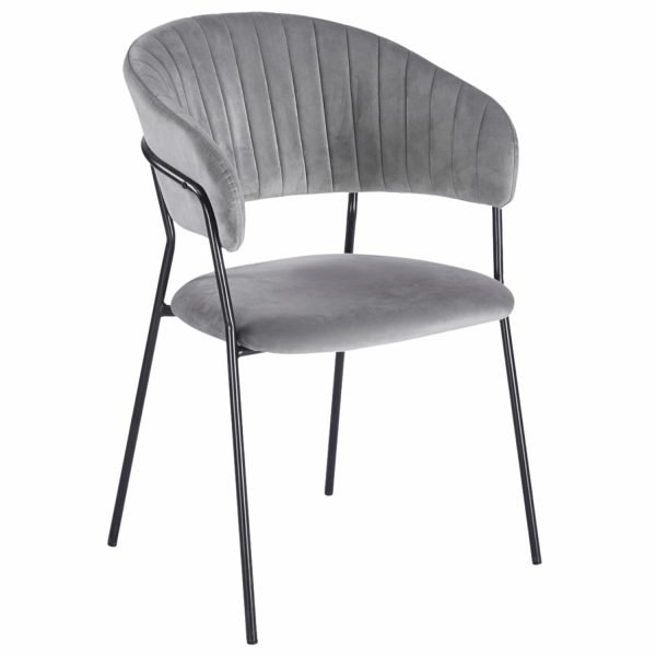 Krzesło Tapicerowane Nowoczesne Welurowe Do Jadalni Salonu Loft Czarne Szare Metalowe HAVANA