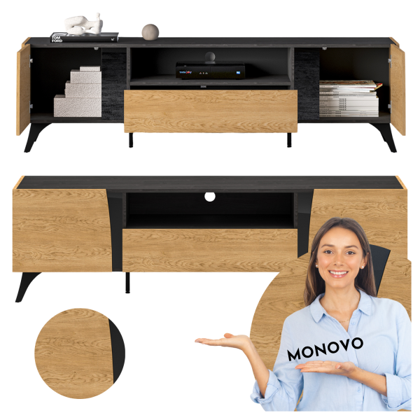 Nowoczesna Rustykalna Szafka RTV do Salonu Loft Vintage Dąb Baltic Dune TOSCANIA 06