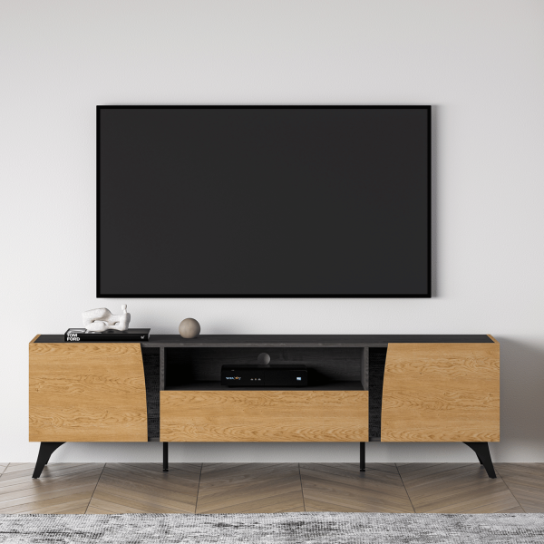 Nowoczesna Rustykalna Szafka RTV do Salonu Loft Vintage Dąb Baltic Dune TOSCANIA 06
