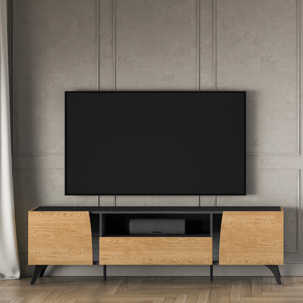 Nowoczesna Rustykalna Szafka RTV do Salonu Loft Vintage Dąb Baltic Dune TOSCANIA 06