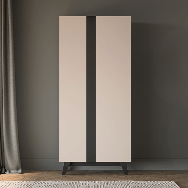 Nowoczesna Szafa Dwudrzwiowa Garderoba do Salonu Sypialni Loft Modern Kaszmir Czarny FRESHION 01