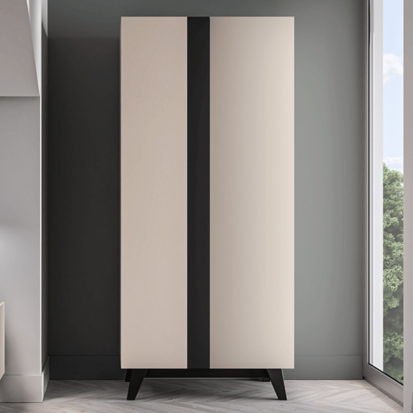 Nowoczesna Szafa Dwudrzwiowa Garderoba do Salonu Sypialni Loft Modern Kaszmir Czarny FRESHION 01