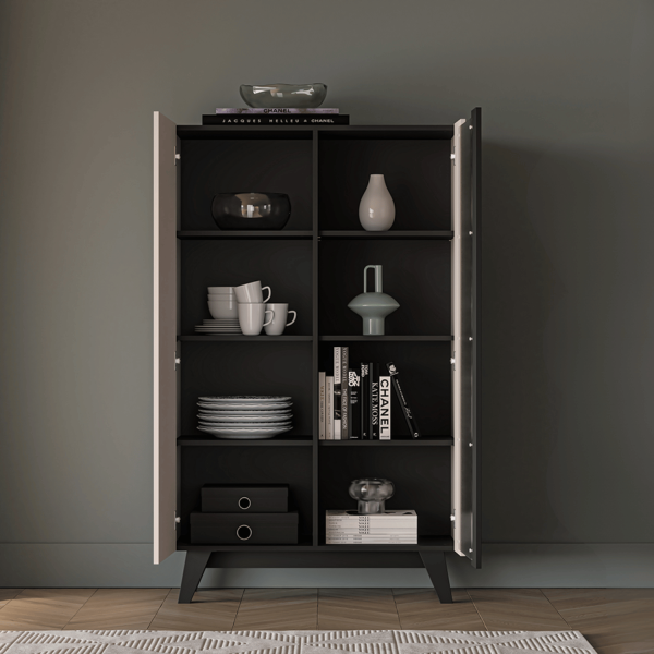 Nowoczesna Witryna do Salonu Jadalni Loft Modern Kaszmir Czarny FRESHION 02