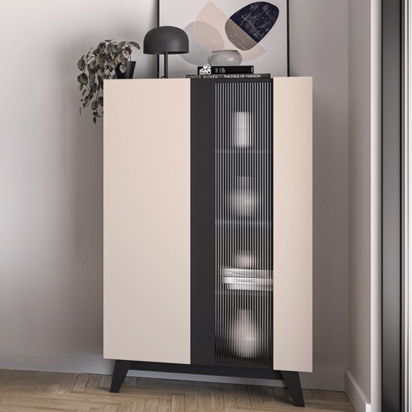 Nowoczesna Witryna do Salonu Jadalni Loft Modern Kaszmir Czarny FRESHION 02