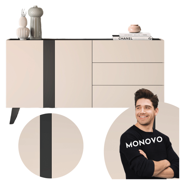 Nowoczesna Komoda do Salonu Sypialni Loft Modern Kaszmir Czarny FRESHION 03