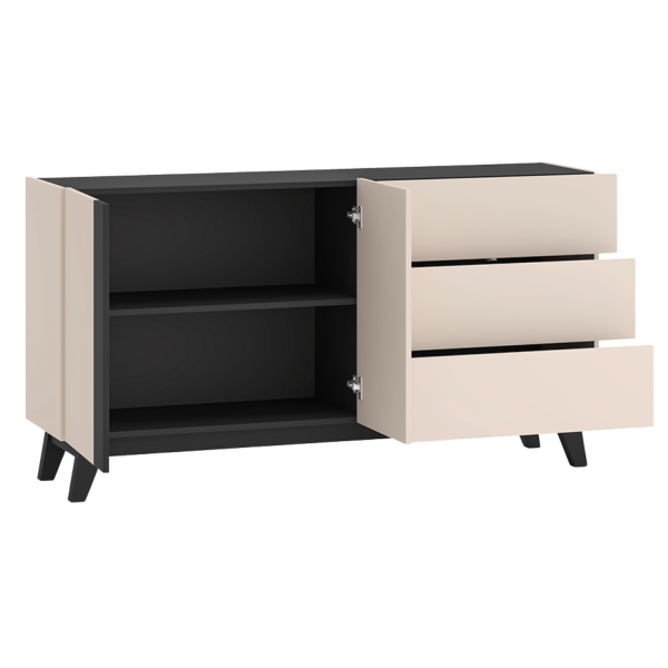 Nowoczesna Komoda do Salonu Sypialni Loft Modern Kaszmir Czarny FRESHION 03