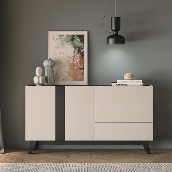 Nowoczesna Komoda do Salonu Sypialni Loft Modern Kaszmir Czarny FRESHION 03