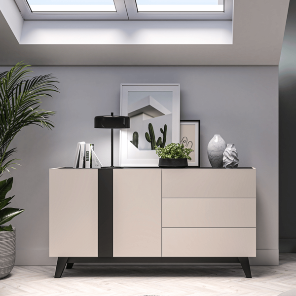 Nowoczesna Komoda do Salonu Sypialni Loft Modern Kaszmir Czarny FRESHION 03