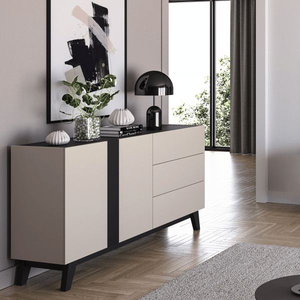 Nowoczesna Komoda do Salonu Sypialni Loft Modern Kaszmir Czarny FRESHION 03