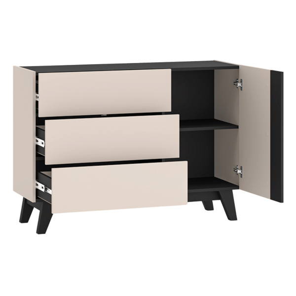 Nowoczesna Komoda do Salonu Sypialni Loft Modern Kaszmir Czarny FRESHION 04