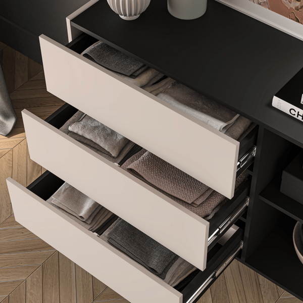 Nowoczesna Komoda do Salonu Sypialni Loft Modern Kaszmir Czarny FRESHION 04
