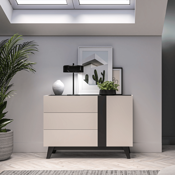 Nowoczesna Komoda do Salonu Sypialni Loft Modern Kaszmir Czarny FRESHION 04