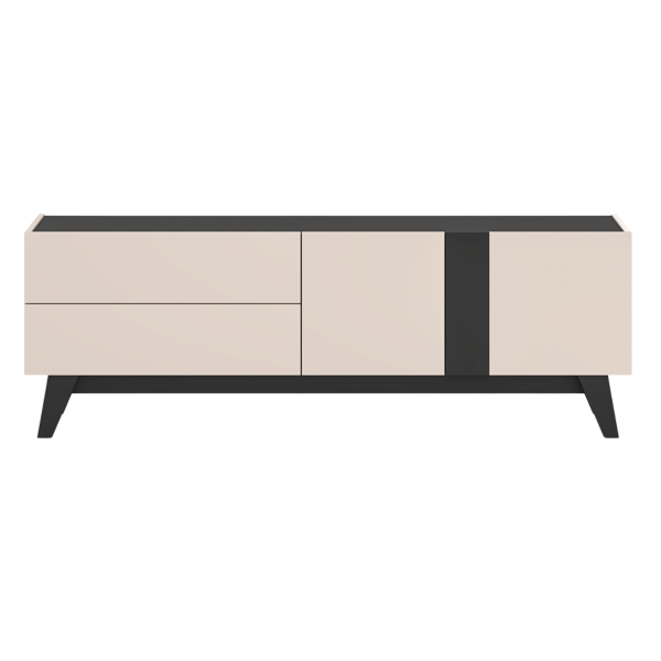 Nowoczesna Szafka RTV do Salonu Sypialni Loft Modern Kaszmir Czarny FRESHION 05