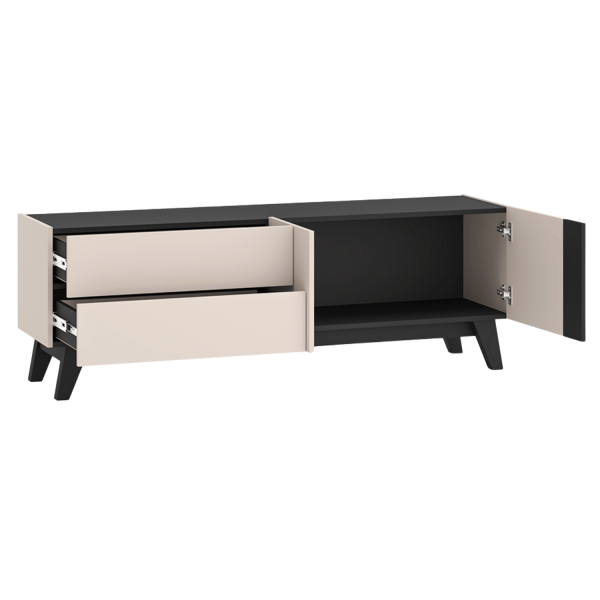 Nowoczesna Szafka RTV do Salonu Sypialni Loft Modern Kaszmir Czarny FRESHION 05