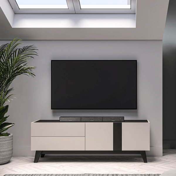 Nowoczesna Szafka RTV do Salonu Sypialni Loft Modern Kaszmir Czarny FRESHION 05