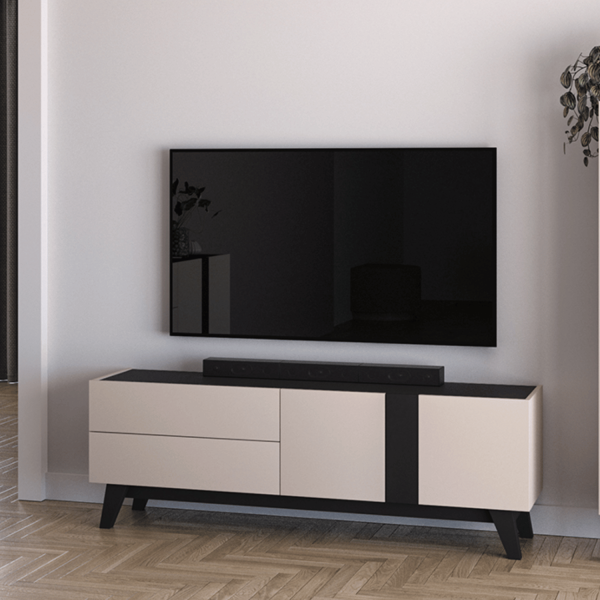 Nowoczesna Szafka RTV do Salonu Sypialni Loft Modern Kaszmir Czarny FRESHION 05