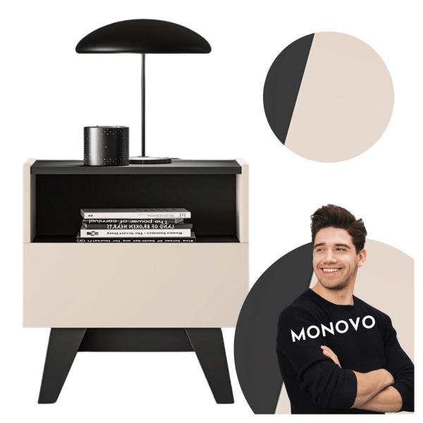 Nowoczesna Szafka Nocna Kastlik do Salonu Sypialni Loft Modern Kaszmir Czarny FRESHION 06