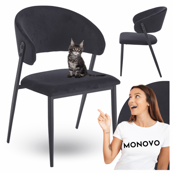 Krzesło Kuchenne Welurowe Nowoczesne Loft Metalowe Czarne Do Jadalni Salonu Kuchni TESSA