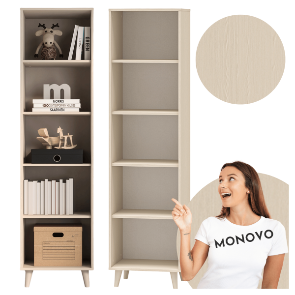 Nowoczesny Regał Biblioteczka do Biura Salonu Glamour Skandynawska Kremowa MEVEL 03