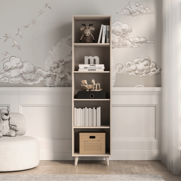 Nowoczesny Regał Biblioteczka do Biura Salonu Glamour Skandynawska Kremowa MEVEL 03